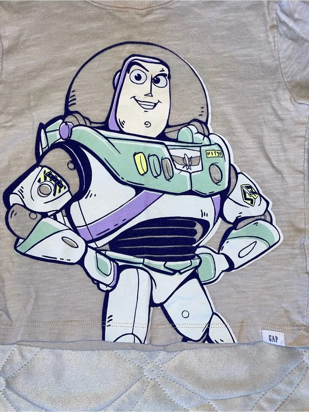 GAP Beige Kids Buzz Lightyear Graphic Tee with Mint & Purple Accents
